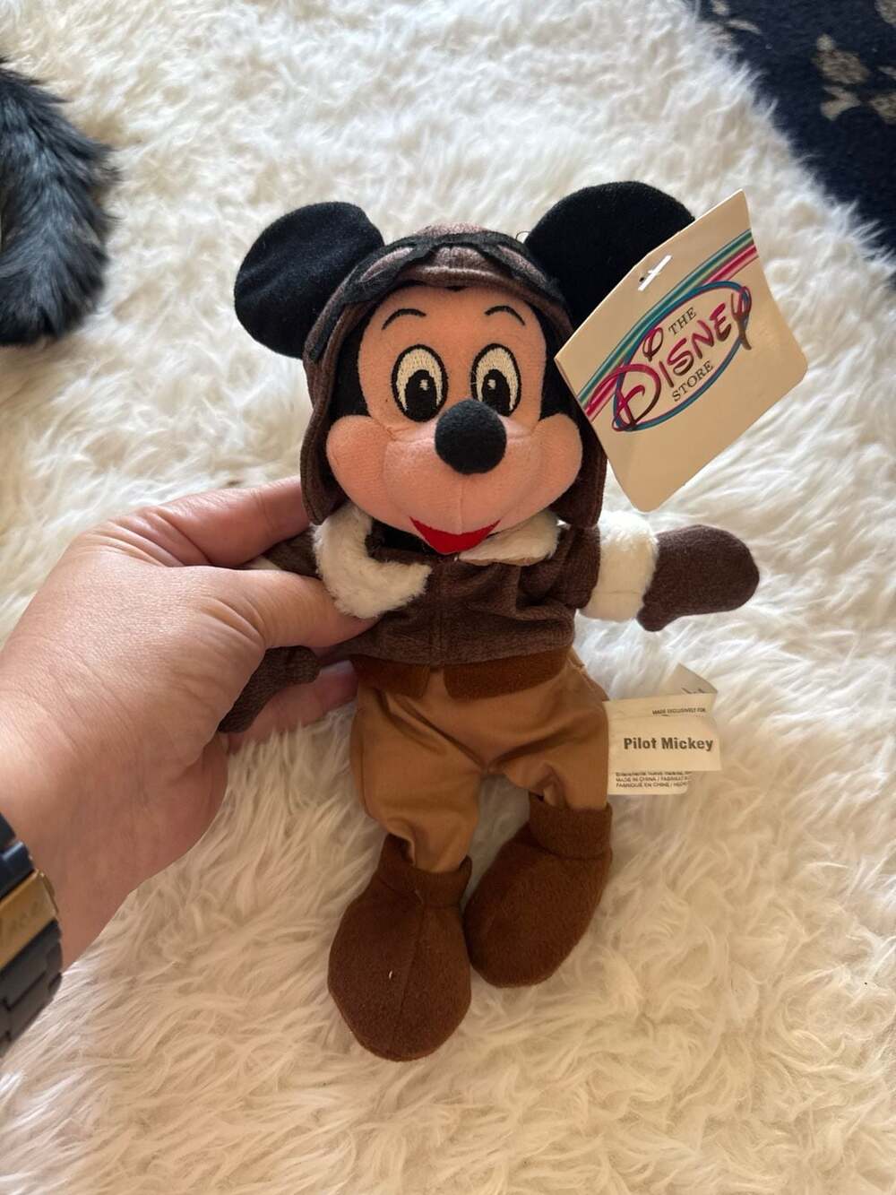 Vintage Disney‎ Store Pilot Mickey Mouse Mini Bean Bag Plush NWT